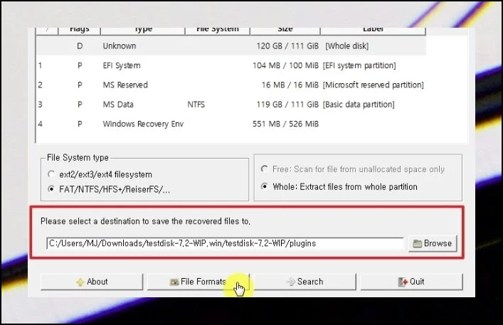 저장 위치 정하고 바로 시작 | 끝으로 복구된 파일이 담길 목적지 폴더를 잡아 줘야 합니다.