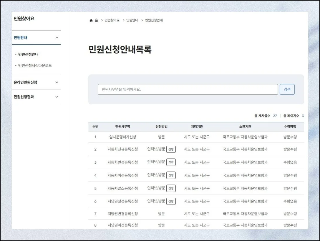 클릭 몇 번으로 끝내기 | 자동차 소유자 변경 과정을 화면 위에서 곧바로 밟을 수 있어요.